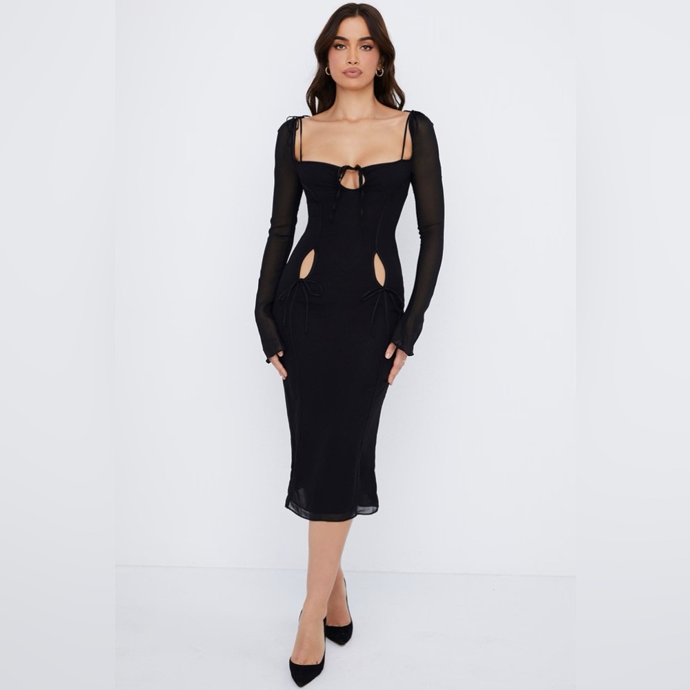 House of CB Ophelia Black Cutout Midi Dress